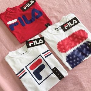 【Set of 3】Fila Womens Classic Logo Tee White Size XS